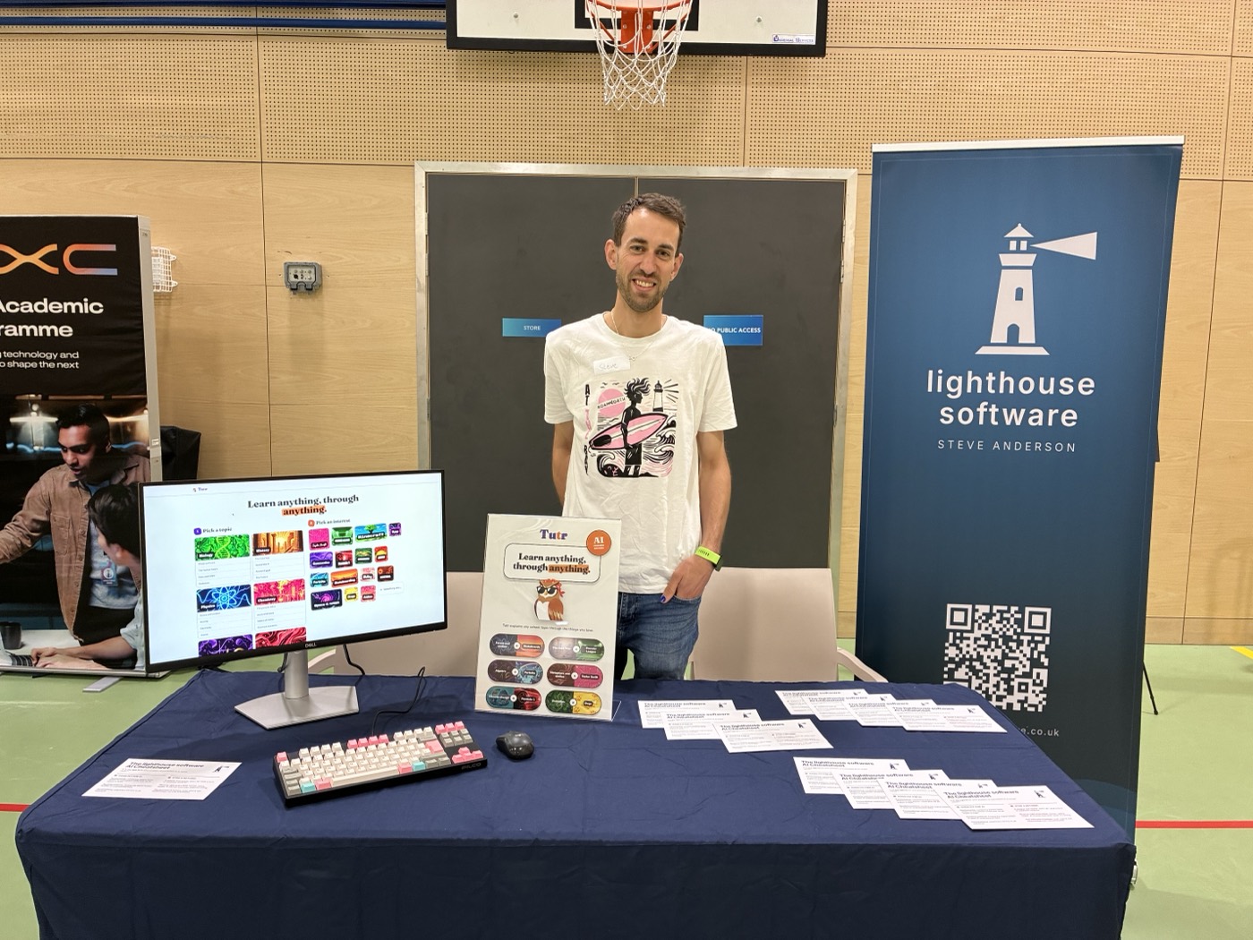Steve at his Lighthouse Software stall at the TechNExt Schools Challenge